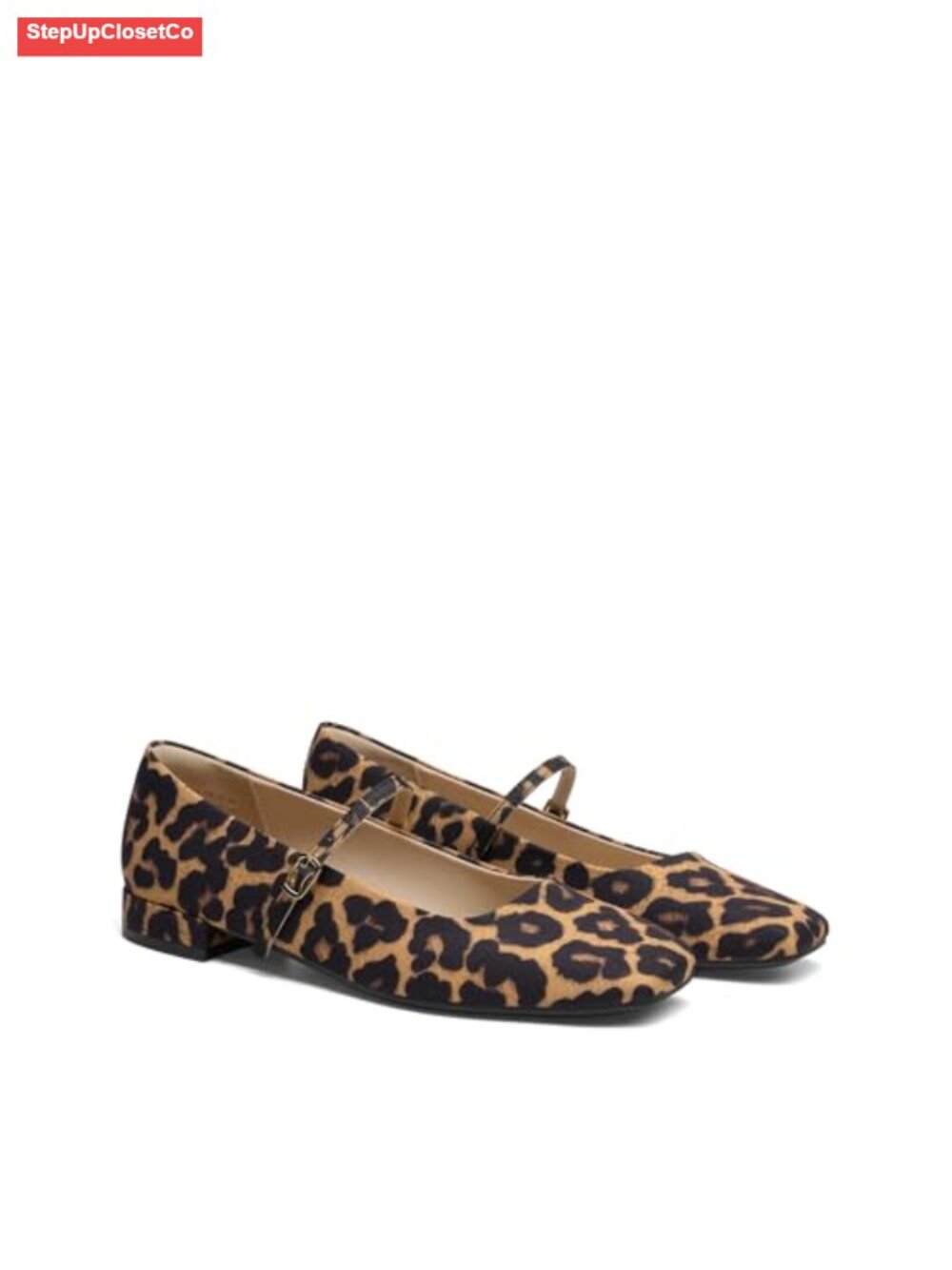 Women Square Toe Mary Jane Ballet Flats with Adjustable Buckle Strap - Picture 4 of 6